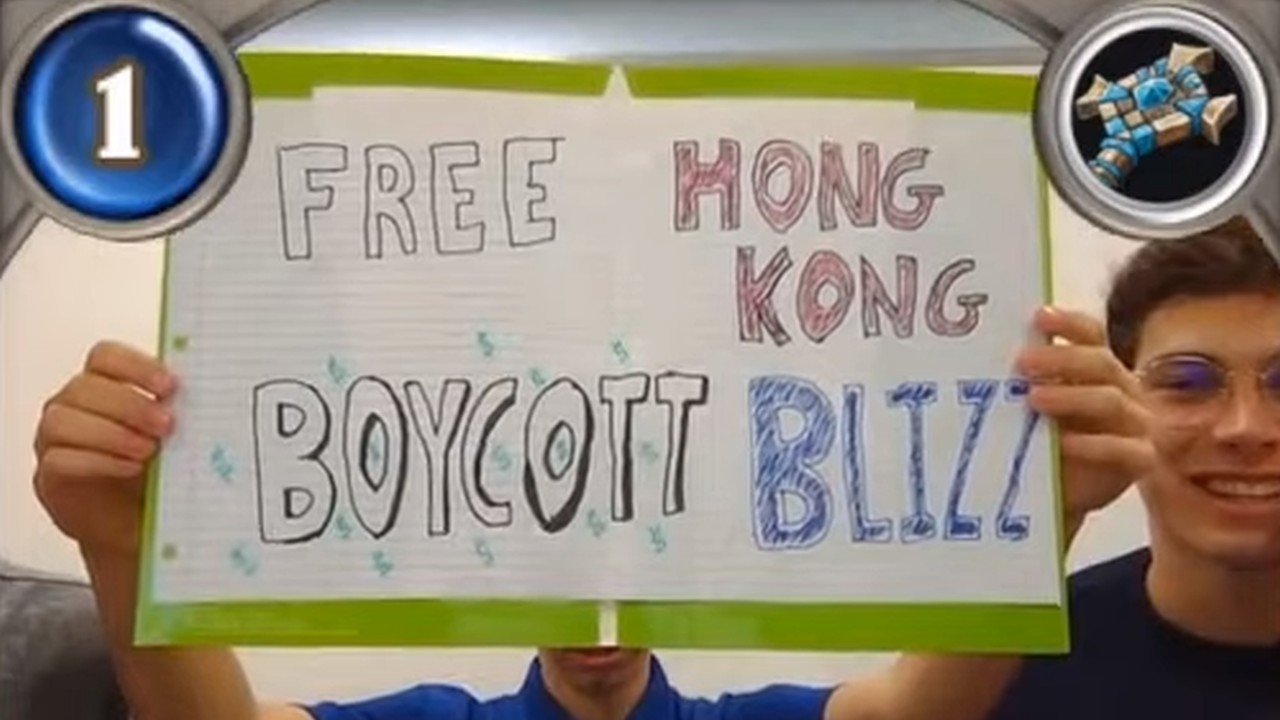 Image for Collegiate Hearthstone Players Hold Up 'Free Hong Kong Boycott Blizzard' Sign During Match [Update]