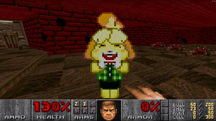 Image for Animal Crossing's Isabelle kicks demonic butt in this Doom 2 mod