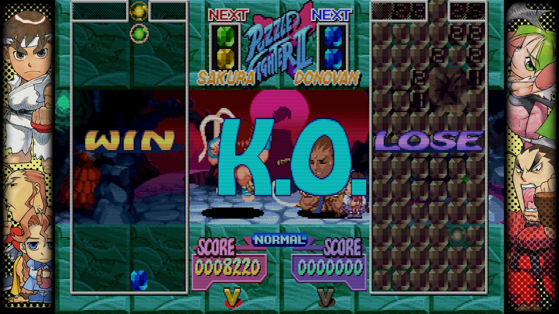 A screenshot from Puzzle Fighter in the Capcom Fighting Collection