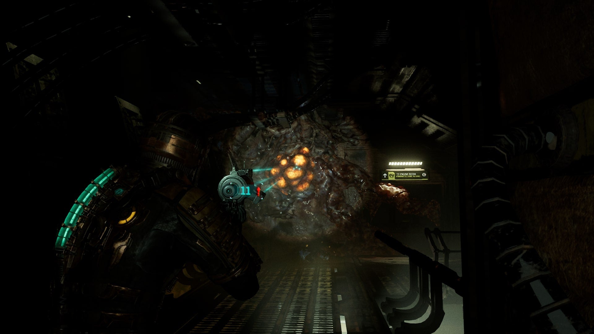 Isaac faces a corrosive bulb in Dead Space