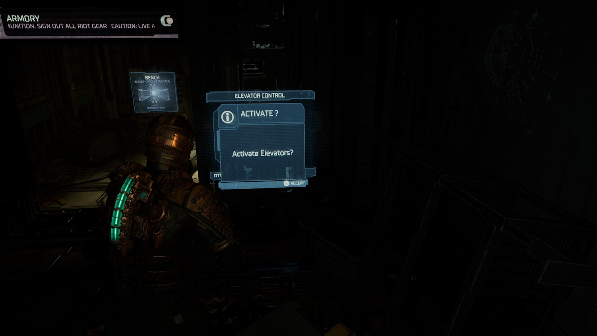 Isaac powers the elevators in Dead Space