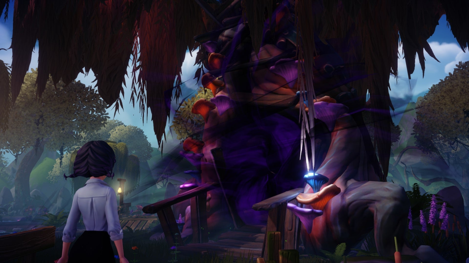 A player looks at Mother Gothel's house in the Glade of Trust area in Disney Dreamlight Valley