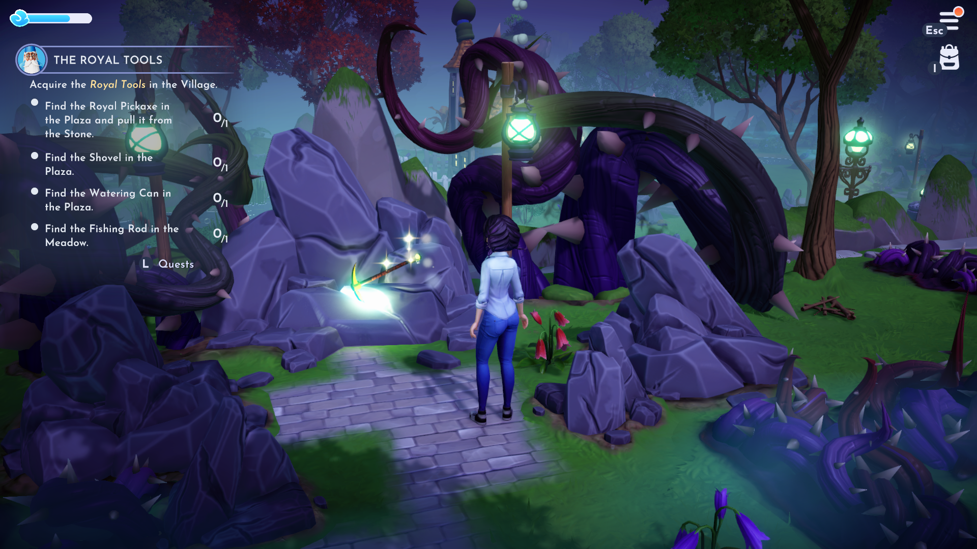 A player looks at Royal Tool, the Pickaxe, in Disney Dreamlight Valley