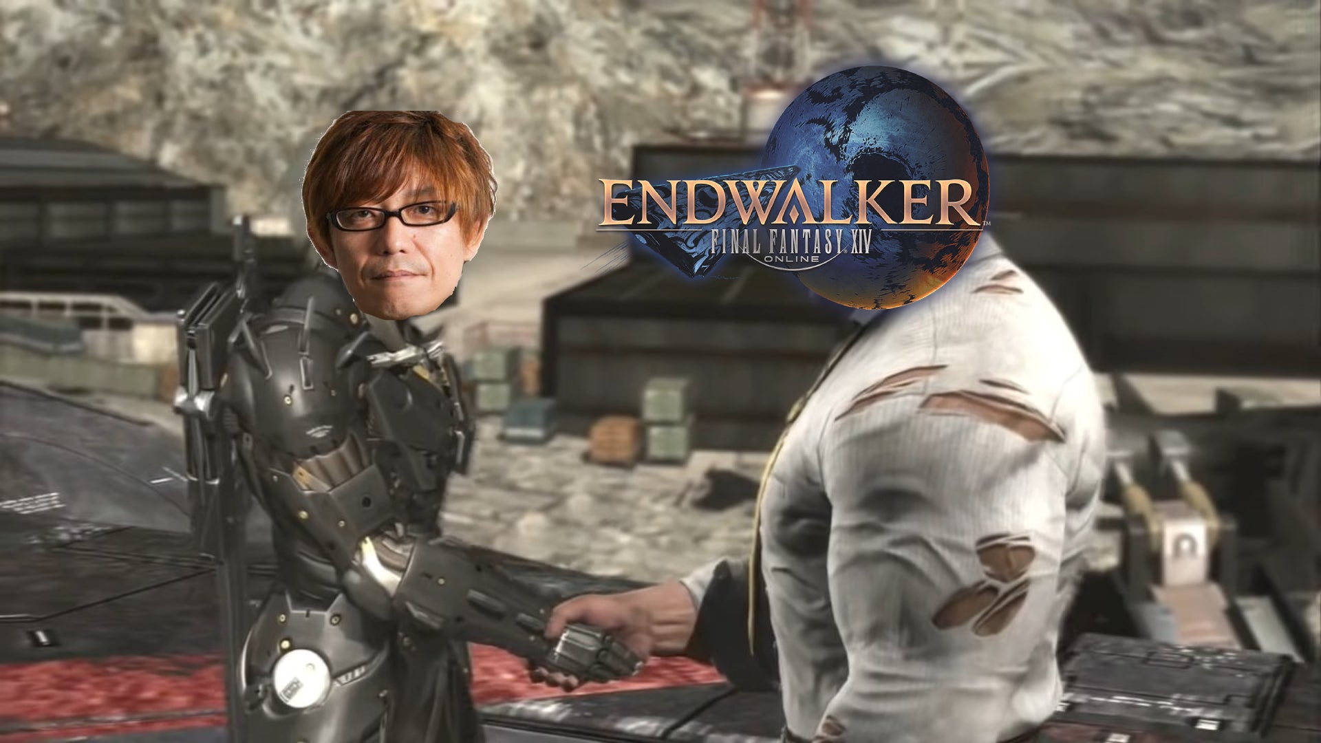 Header for FF14 Raiden server story, with Yoshi P's face photoshopped in.