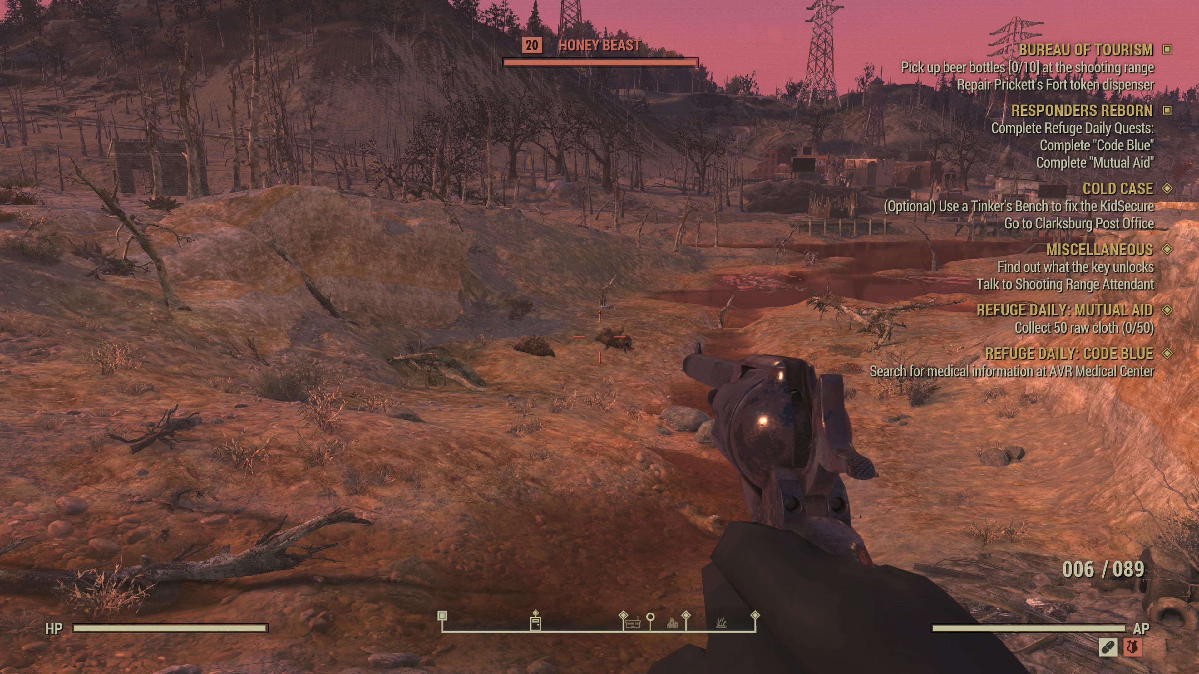 Two Honeybeasts wandering the Toxic Valley in Fallout 76