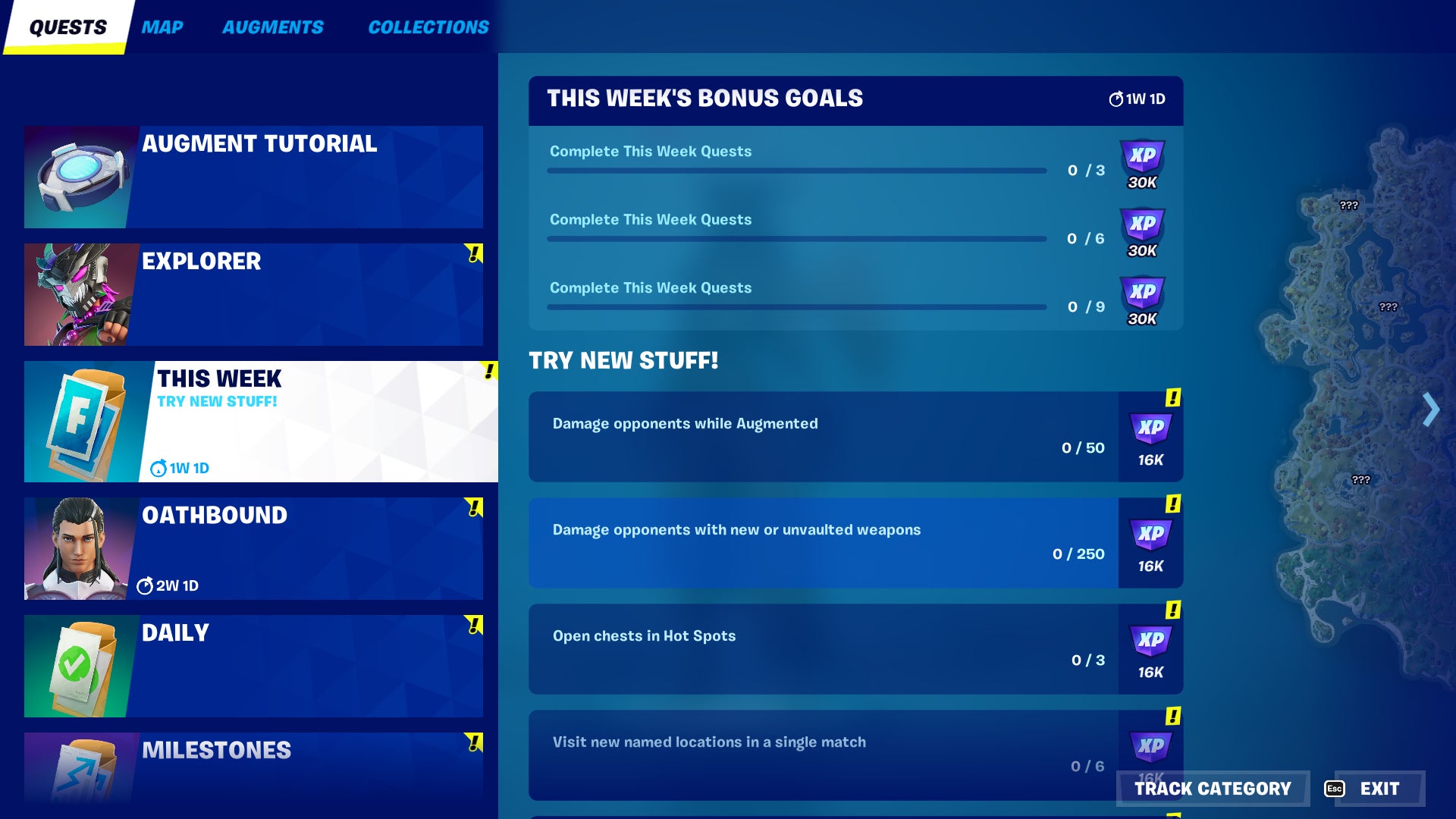 The weekly quests page in Fortnite