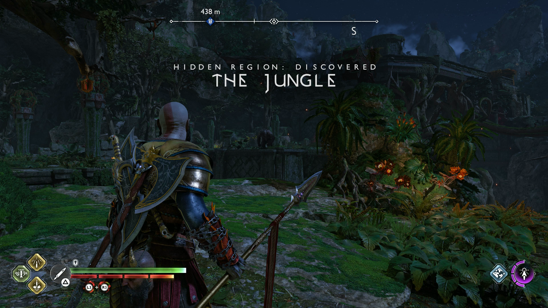 Kratos entering The Jungle in God of War Ragnarok
