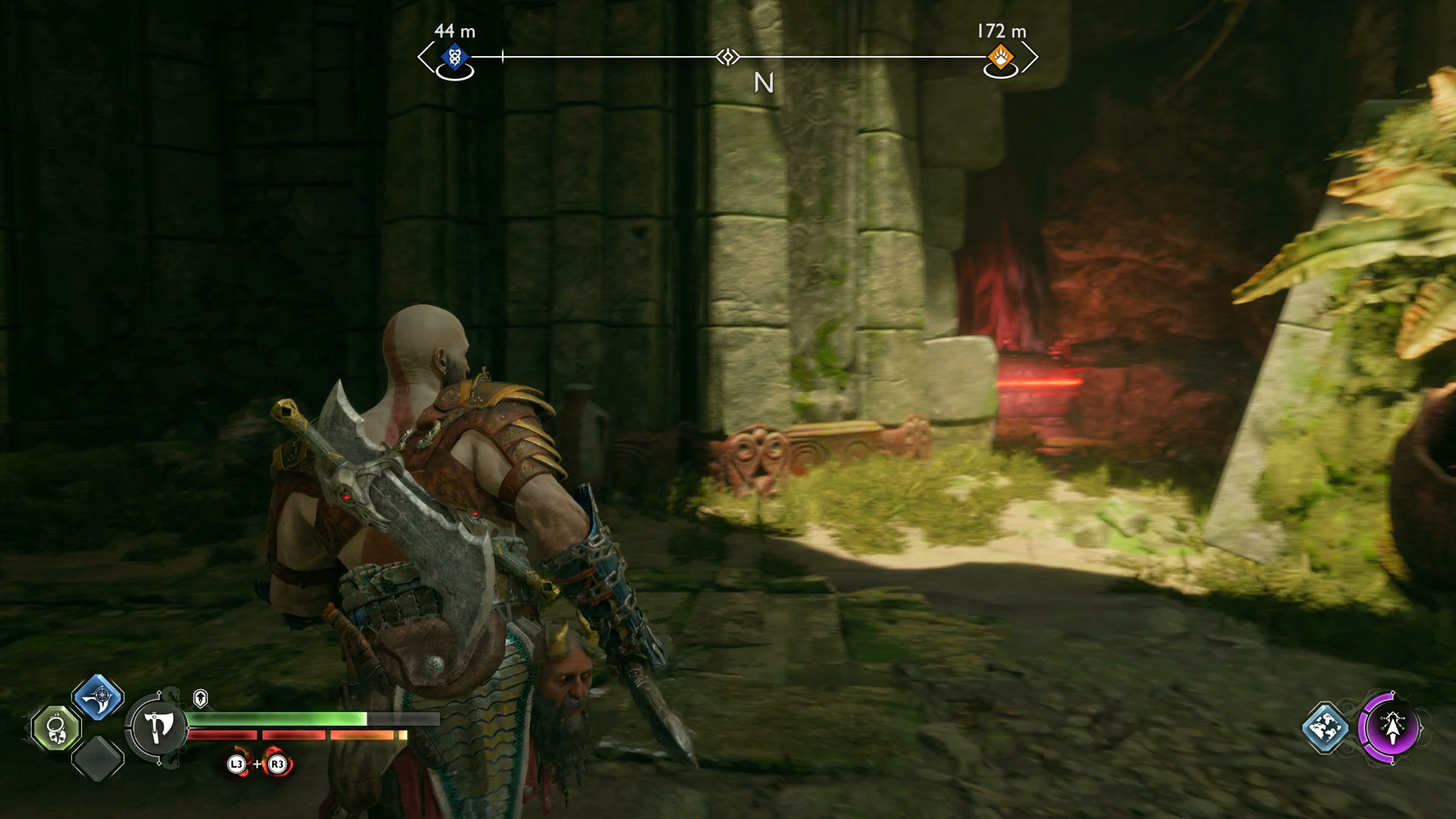 Kratos sliding open the sarcophagus containing Lunda's Lost Cuirass in God of War Ragnarok