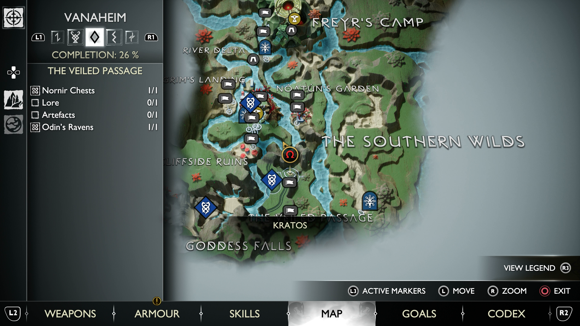 A map view of Lunda's Lost Cuirass in God of War Ragnarok