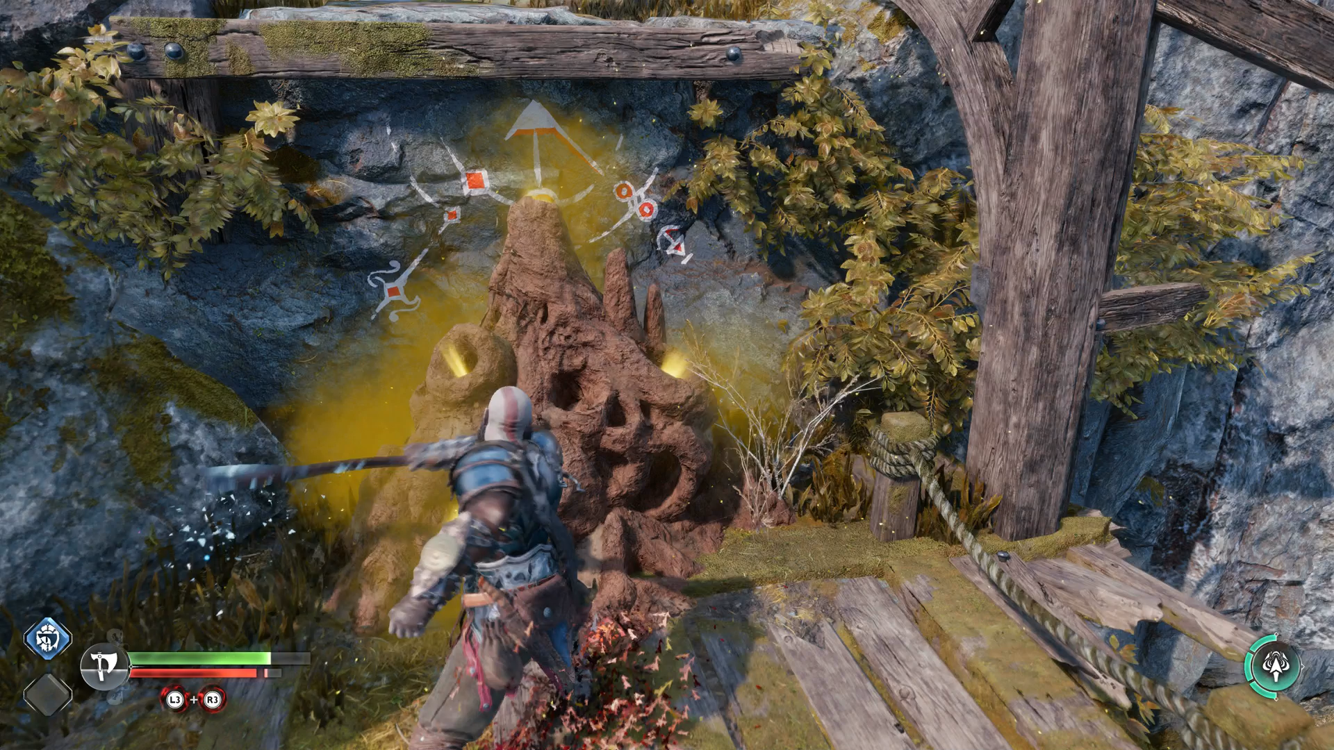 Kratos punches a Wretch nest in God of War Ragnarok