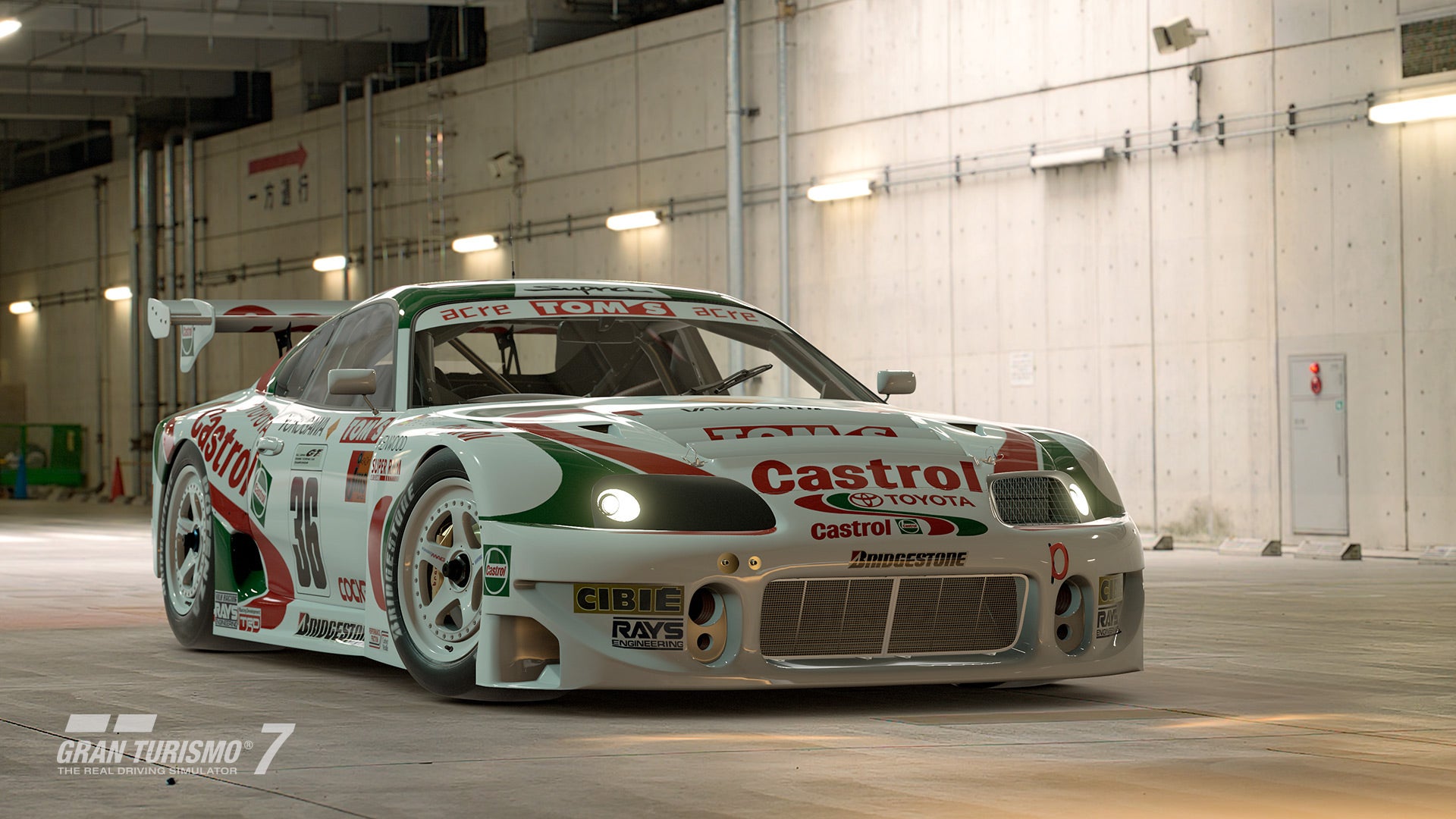 A Toyota Supra GT500 '97 (Castrol TOM'S) in Gran Turismo 7