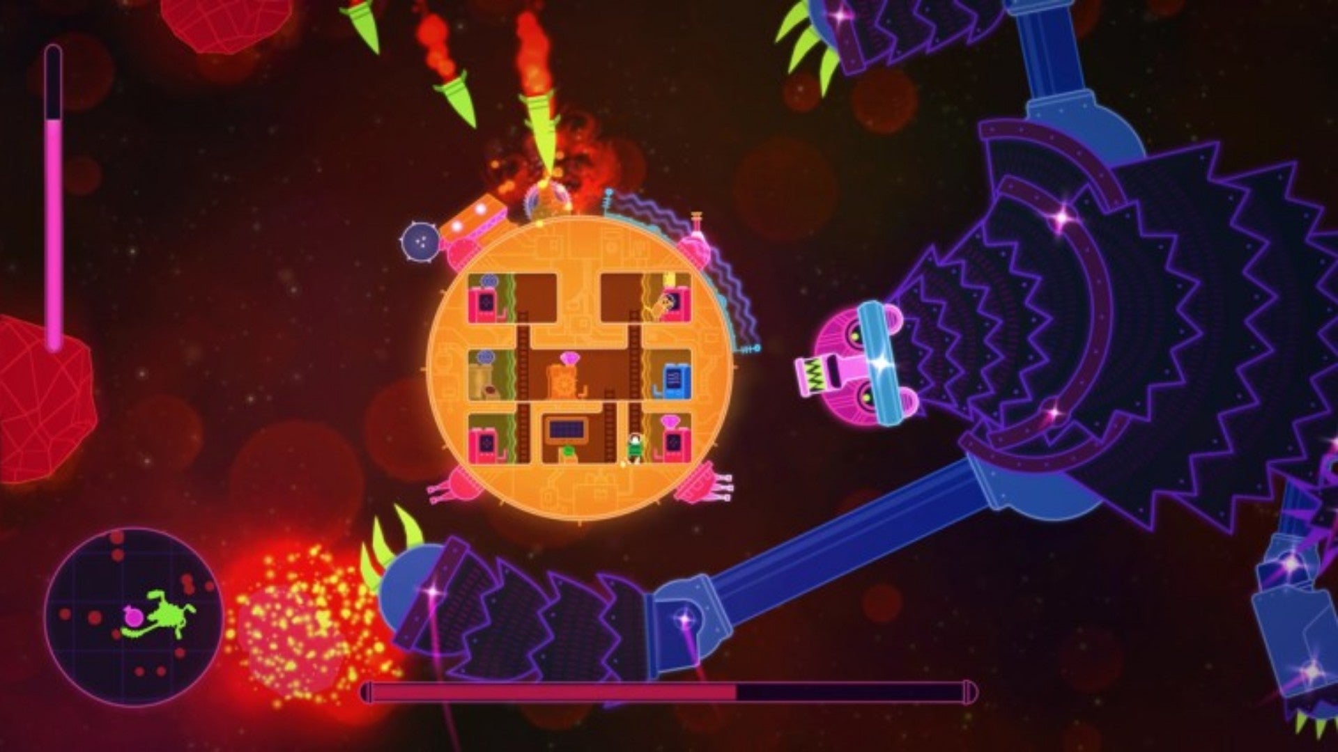 An enemy approaches the spaceship in Lovers in a Dangerous Spacetime