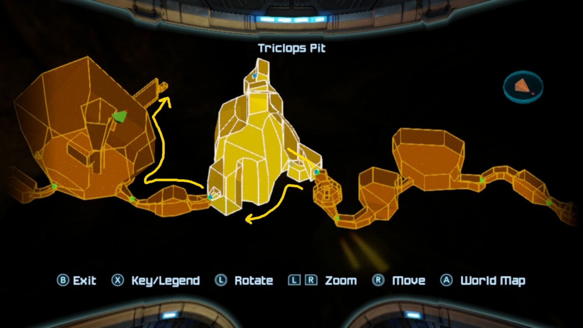 A map of Magmoor Caverns in Metroid Prime Remastered