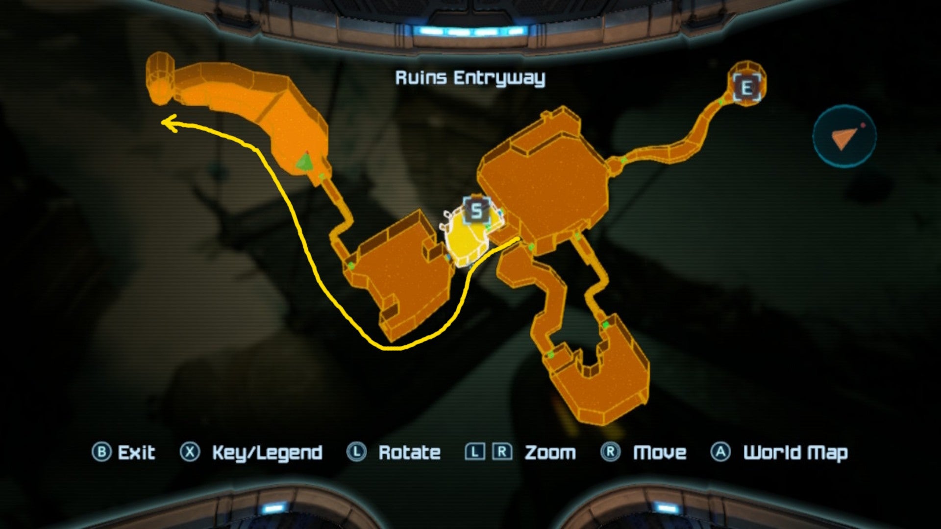 A map of Phendrana Drifts in Metroid Prime Remastered