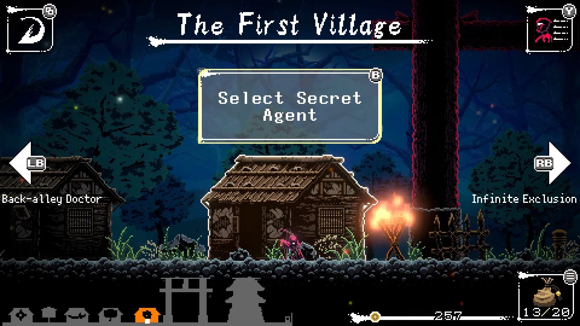 The First Village in Ninja or Die, where players can select a secret agent