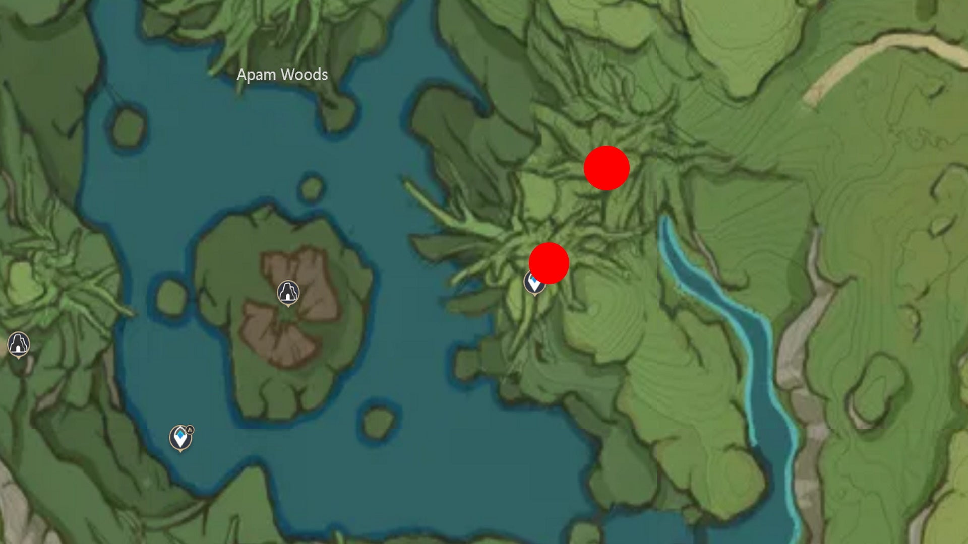 Rukkhashava Mushroom Locations: A map showing Rukkhashava locations in Eastern Apam Forest