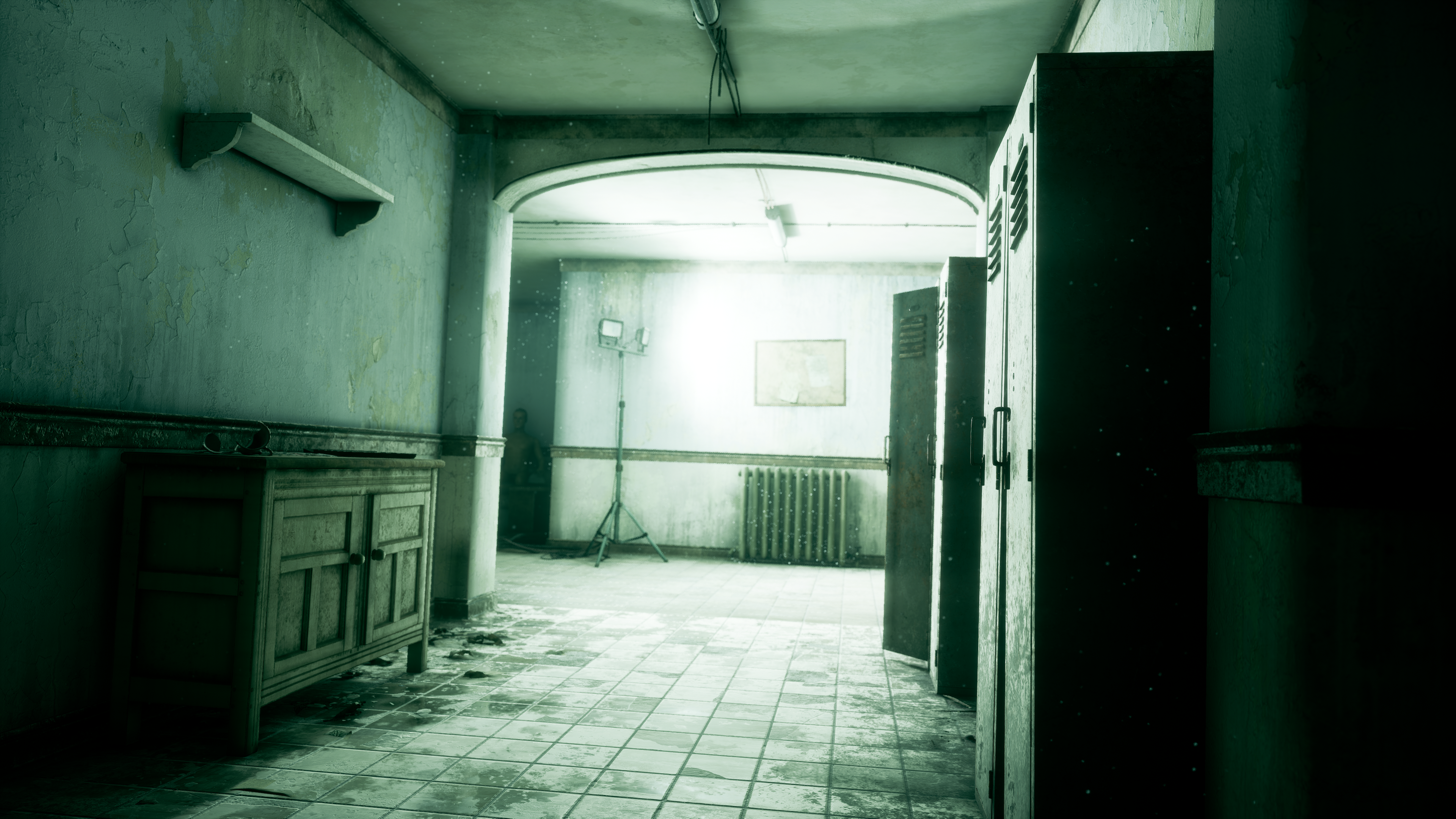 A gloomy hallway in the hotel of The Devil in Me is shown
