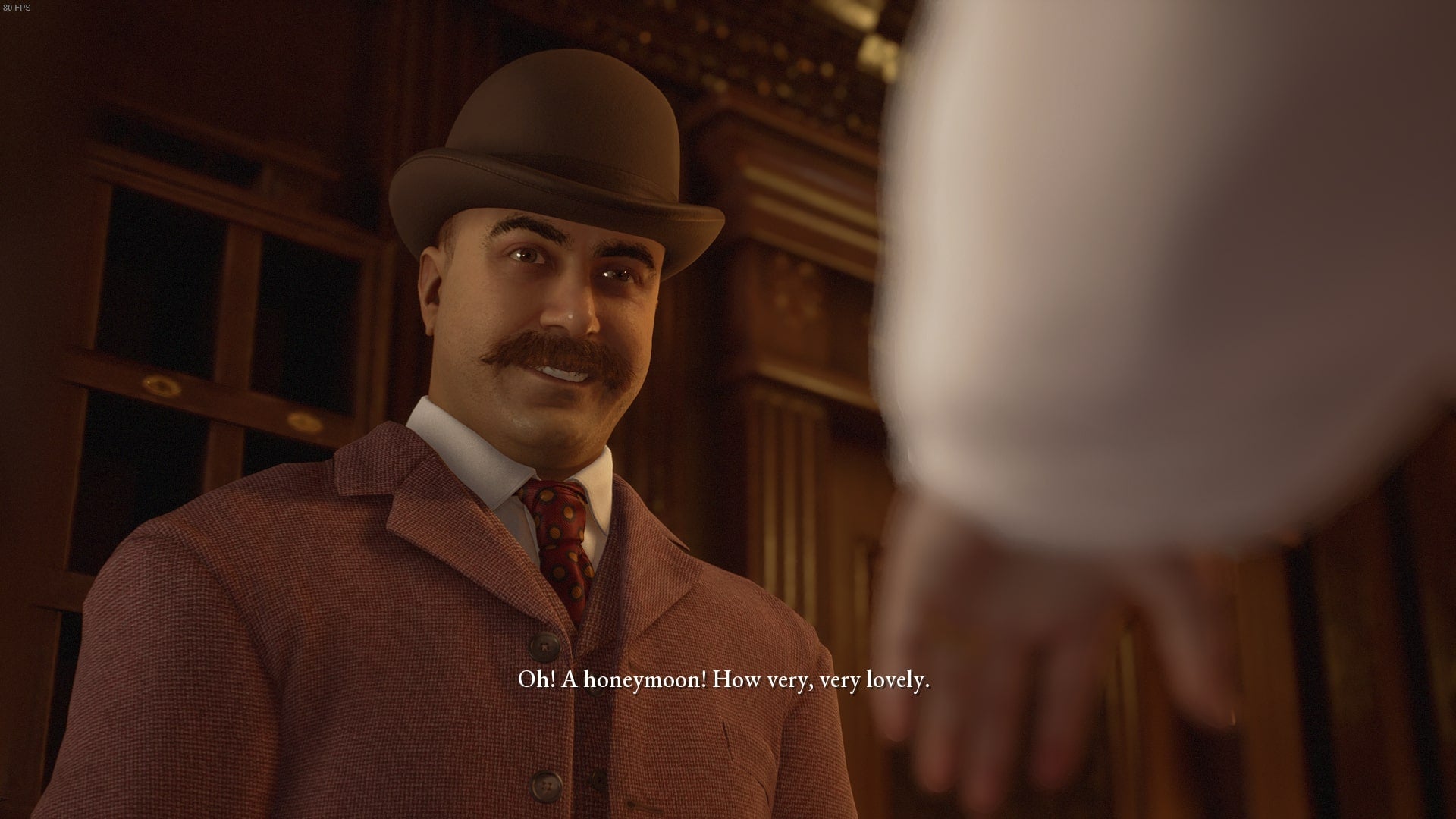 HH Holmes fala com um casal em The Dark Pictures Anthology: The Devil in Me