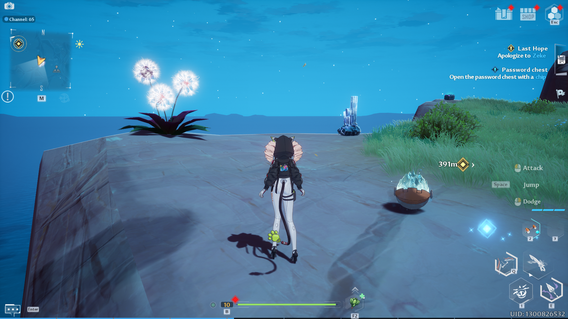 Player looks at a Water Core and Dandelion in Tower of Fantasy.