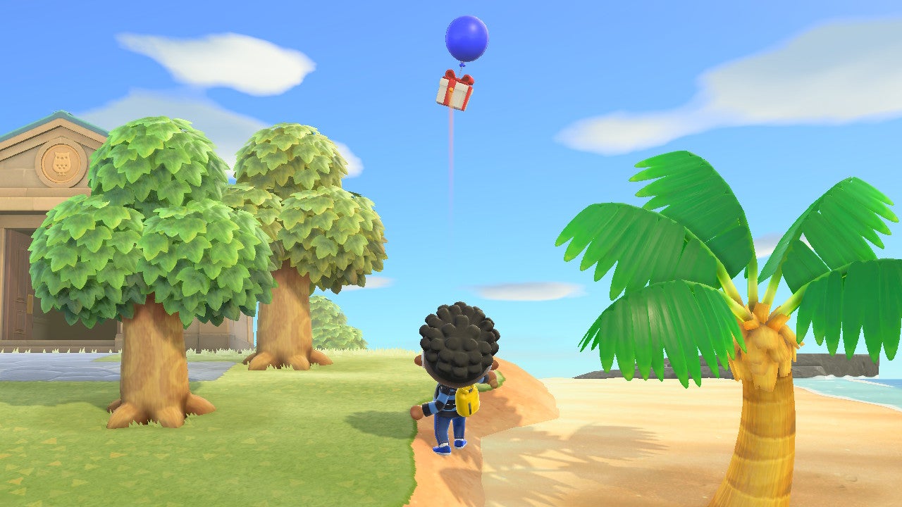 Animal Crossing New Horizons How To Get Pop The Floating Balloon Presents To Get A Gift Vg247