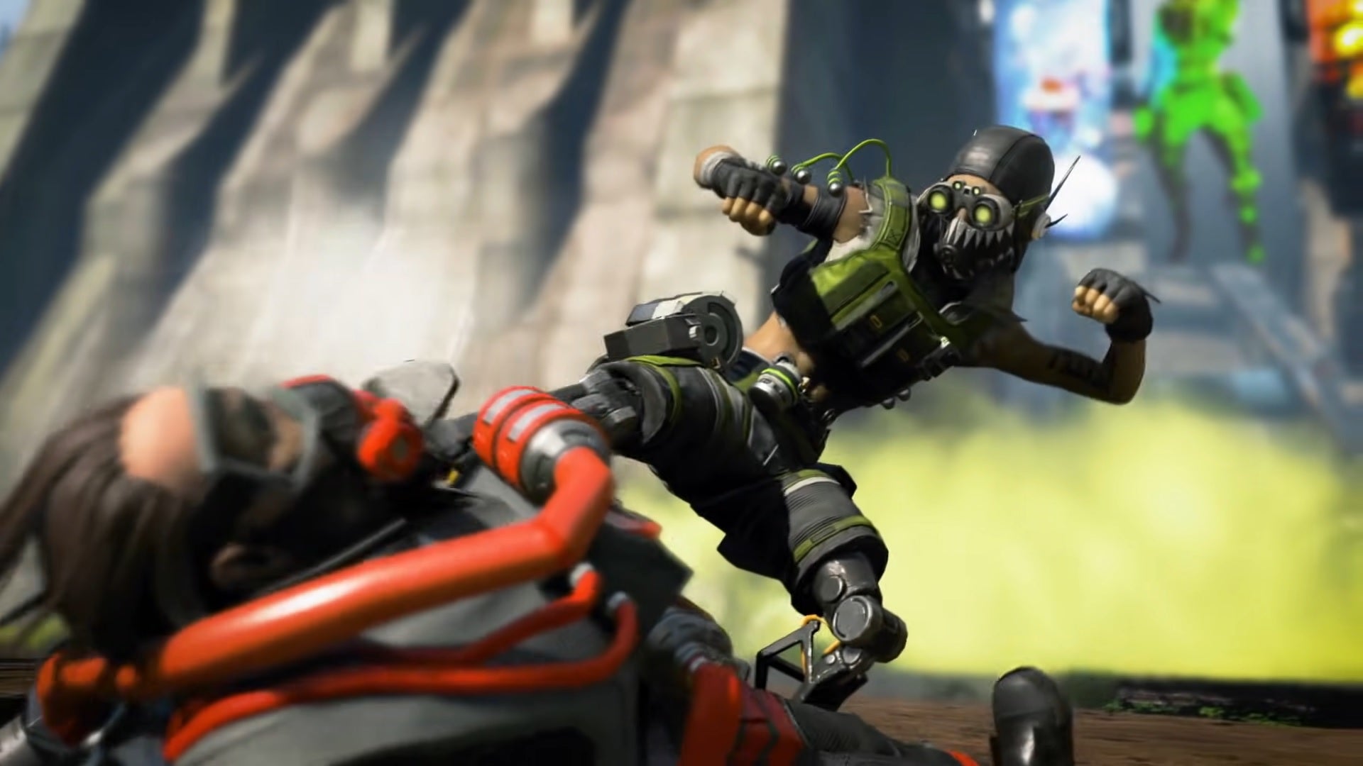 Octane from Apex Legends executing another Character (in game)