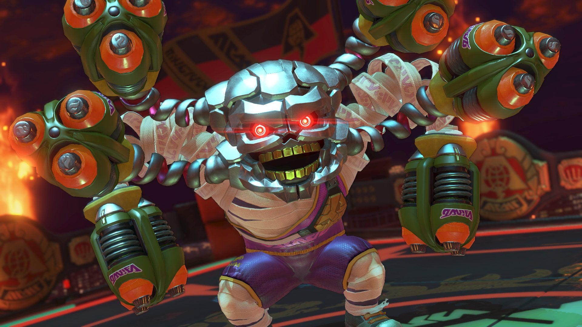 Image for Arms update includes Hedlok versus mode which turns one player into the formidable fighter