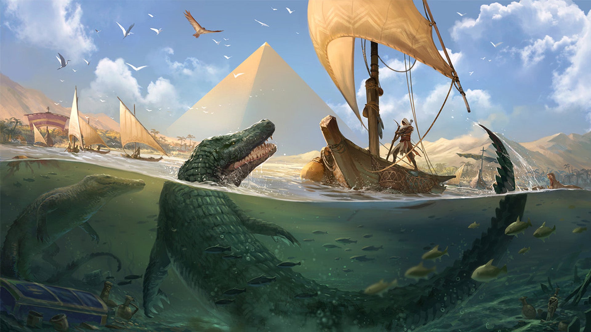 Image for Oh shit, this week's Assassin's Creed Origins: Trials of the Gods is against Sobek, a giant freaking crocodile