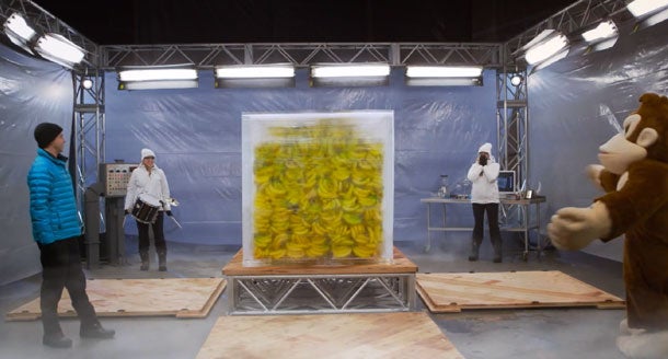 Image for Nintendo says: Guess how many bananas are in this giant block of ice