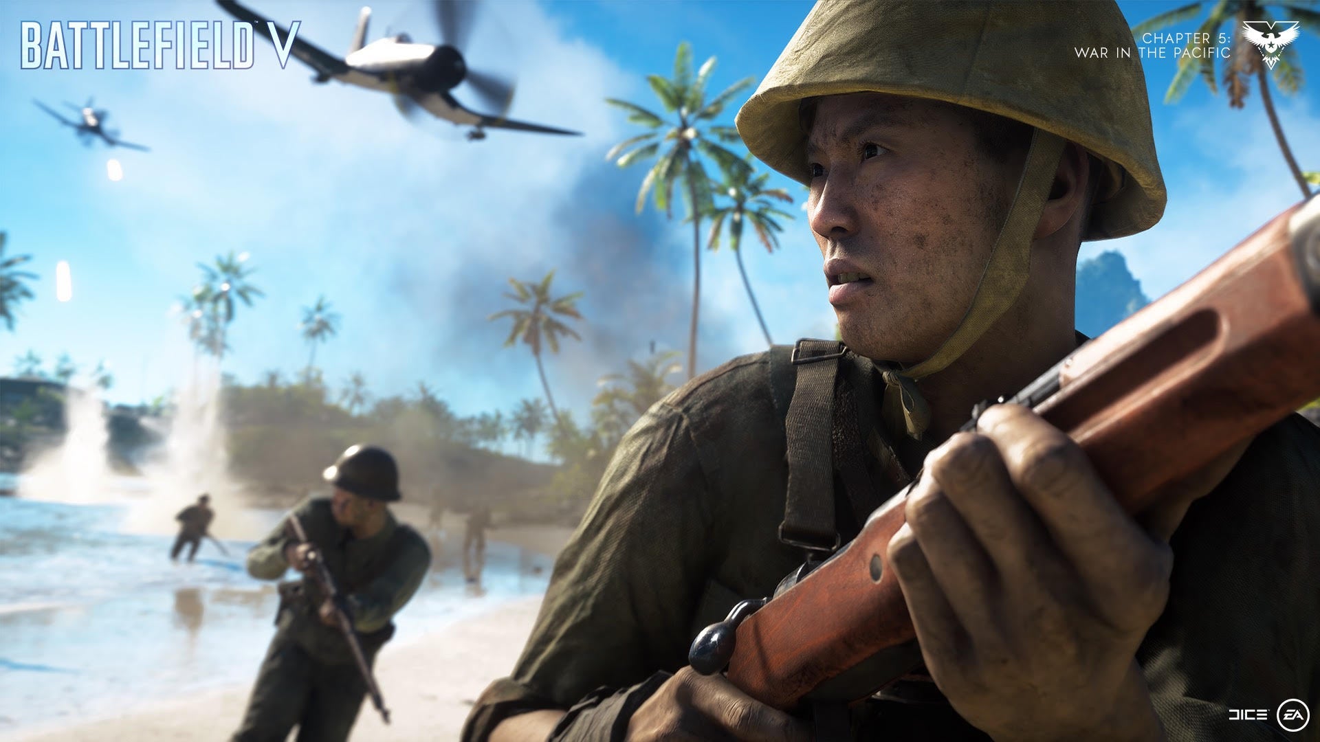 Image for Watch gameplay from Battlefield 5's new Pacific maps: beach landings, M1 Garand and more