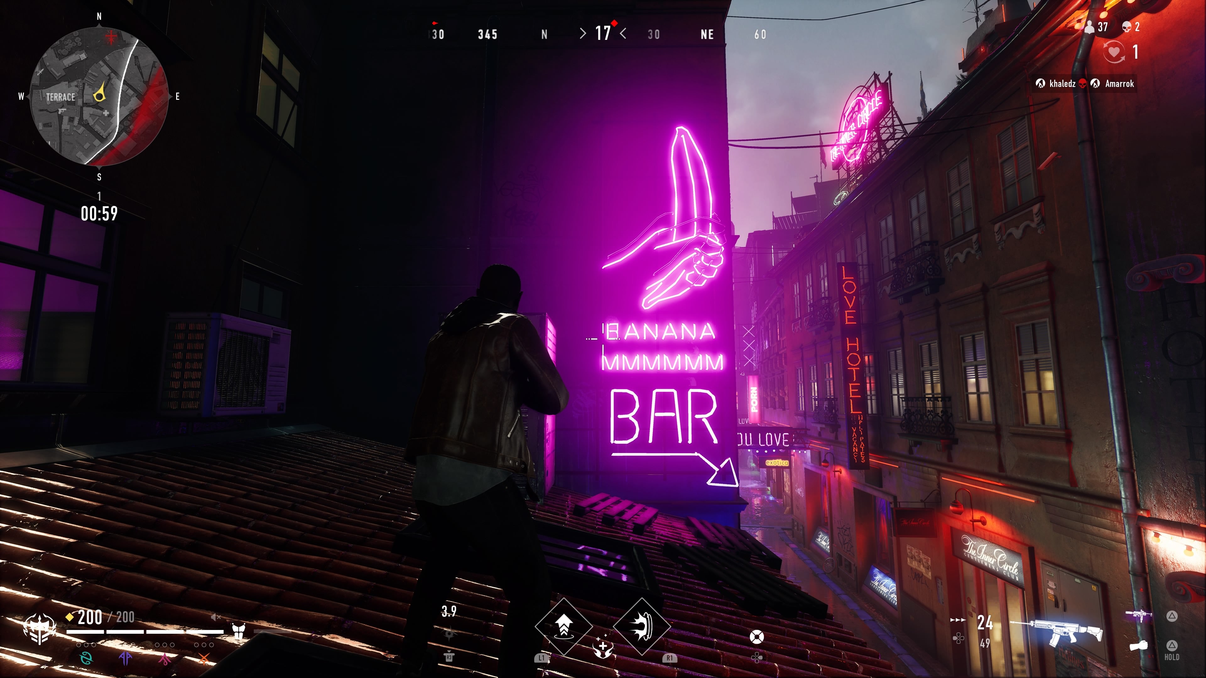 A neon sign in Prague. Vampire the Masquerade: Bloodhunt