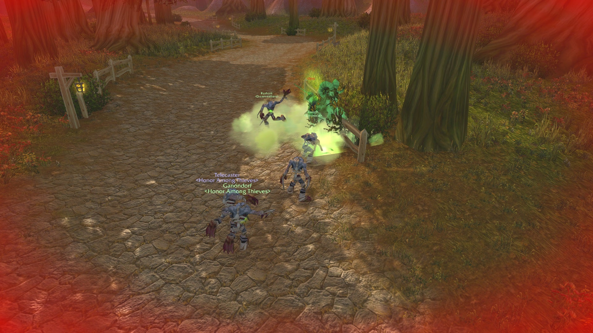 Spieler, der in Classic WoW von Zombies gemobbt wird