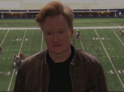 Image for Clueless Gamer Conan O'Brien plays games on giant stadium screen