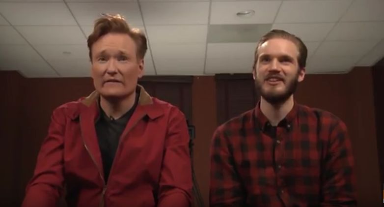 Image for Clueless Gamer Conan O'Brien takes on Far Cry Primal with PewDiePie