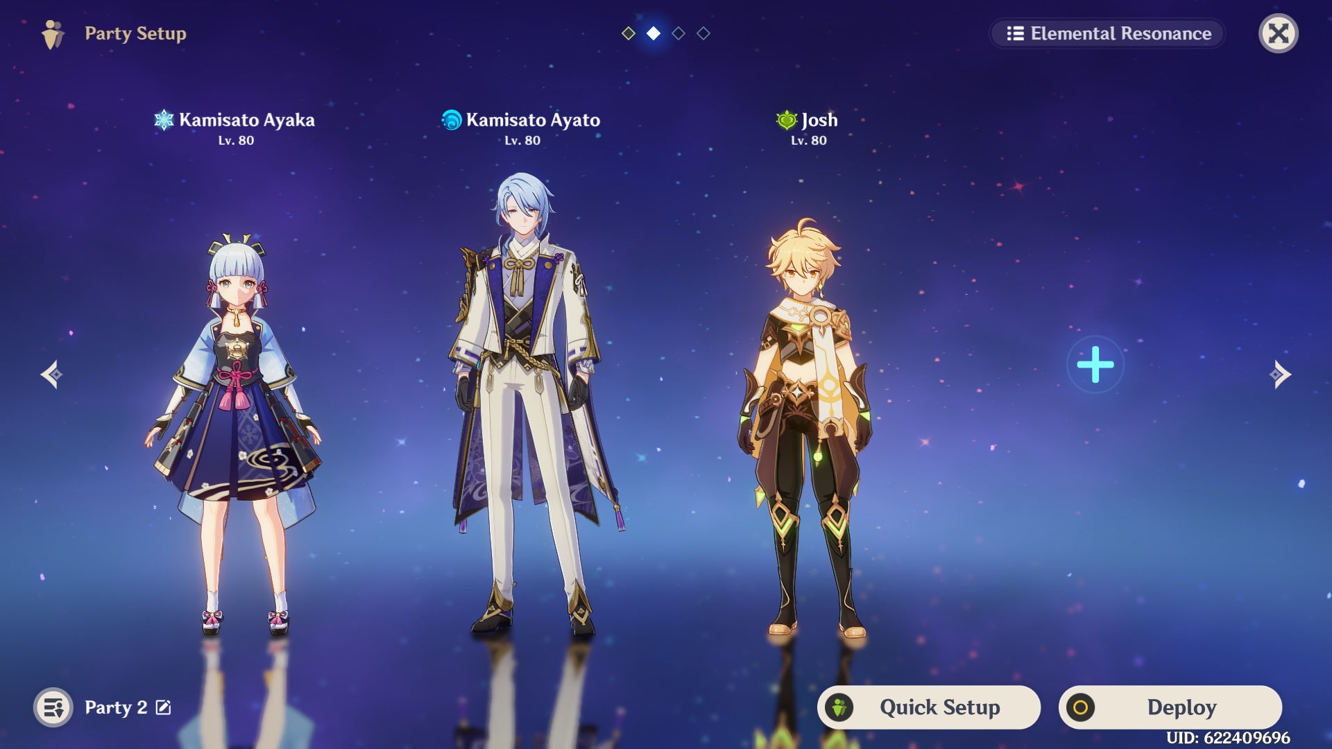 Cyno teams: A menu page showing Cyno's optimal DPS team, with Ayaka, Ayato, and the Dendro Traveler