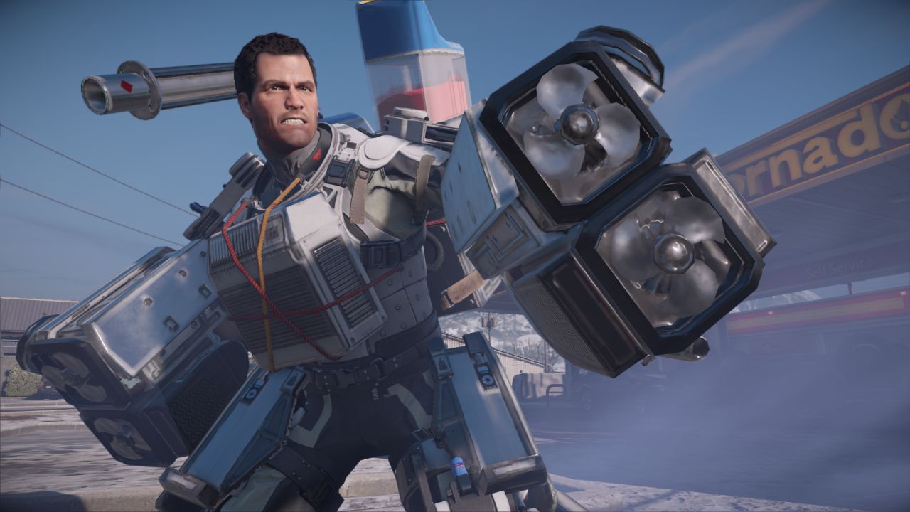 Image for Frank West can punch cars while wearing his Exo Suit in Dead Rising 4, but not puppies