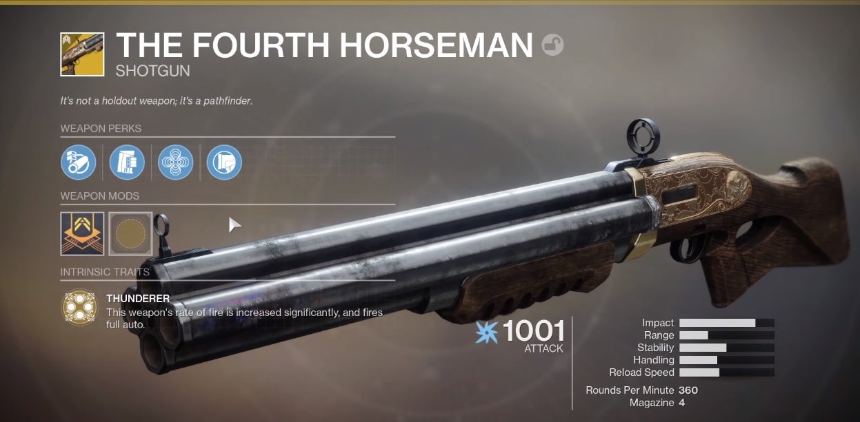 Image for Destiny 2: Season of the Worthy - How to get the Fourth Horseman Exotic Shotgun