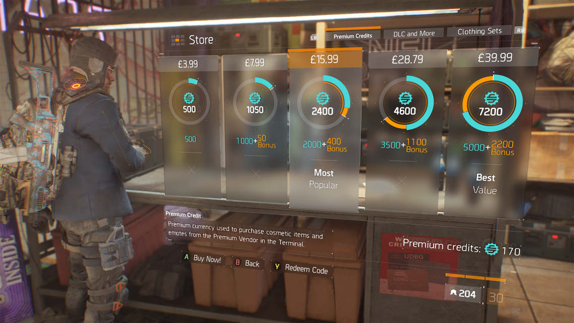 Image for For a game that promised no microtransactions, The Division sure does have a lot of microtransactions