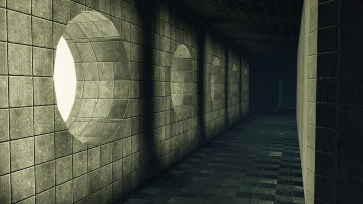 A creepy looking corridor in hit Roblox game Evade