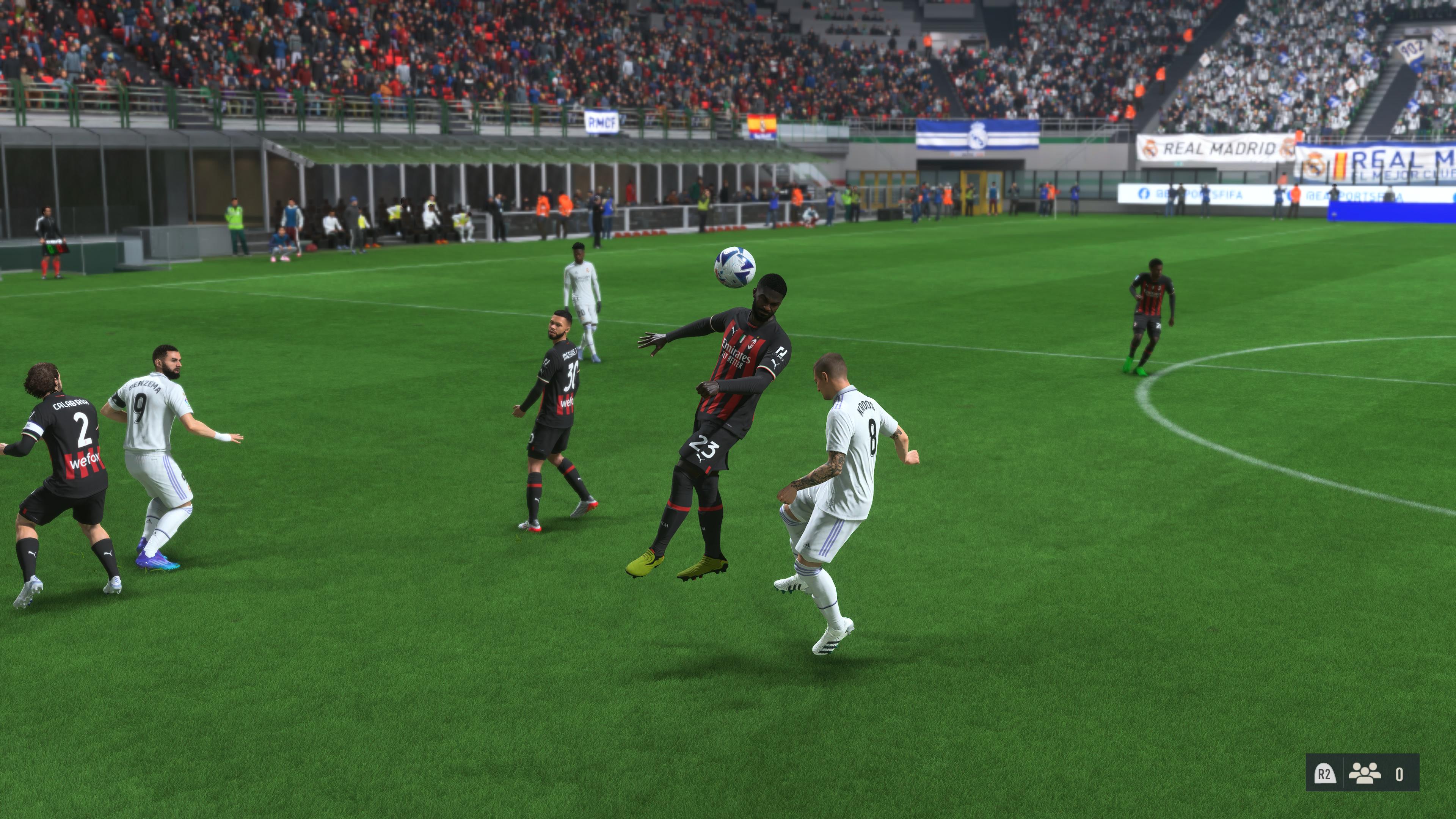 Fikayo Tomori going up for a header in FIFA 23