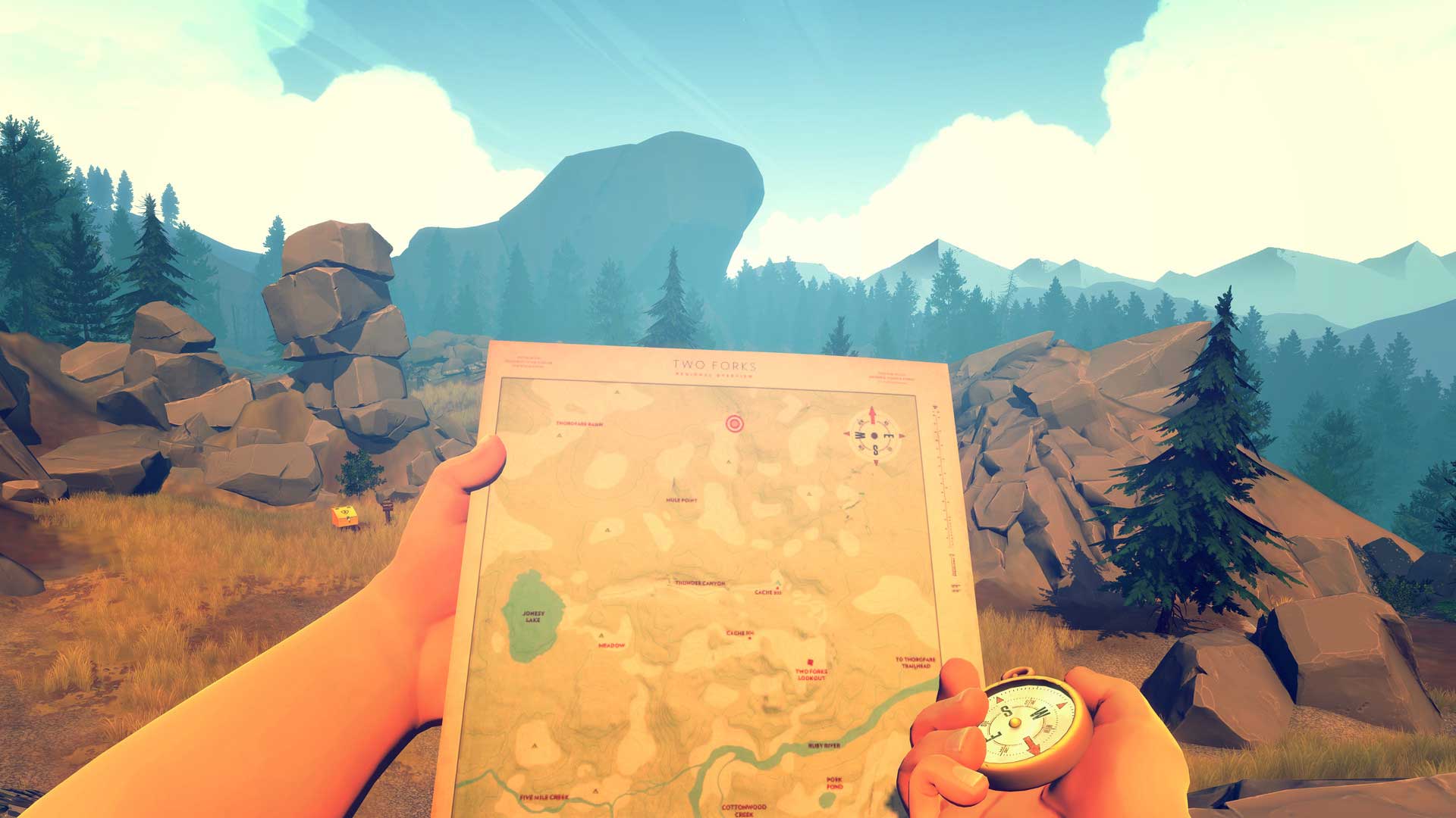 Image for Firewatch printable maps allow a friend to guide you through the Shoshone