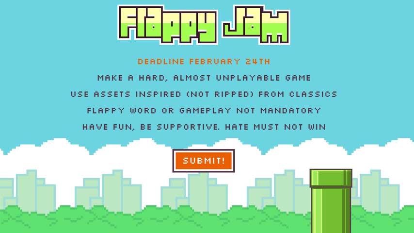Image for Flappy Jam offers moral support to Flappy Bird creator (also lots of flappy games)