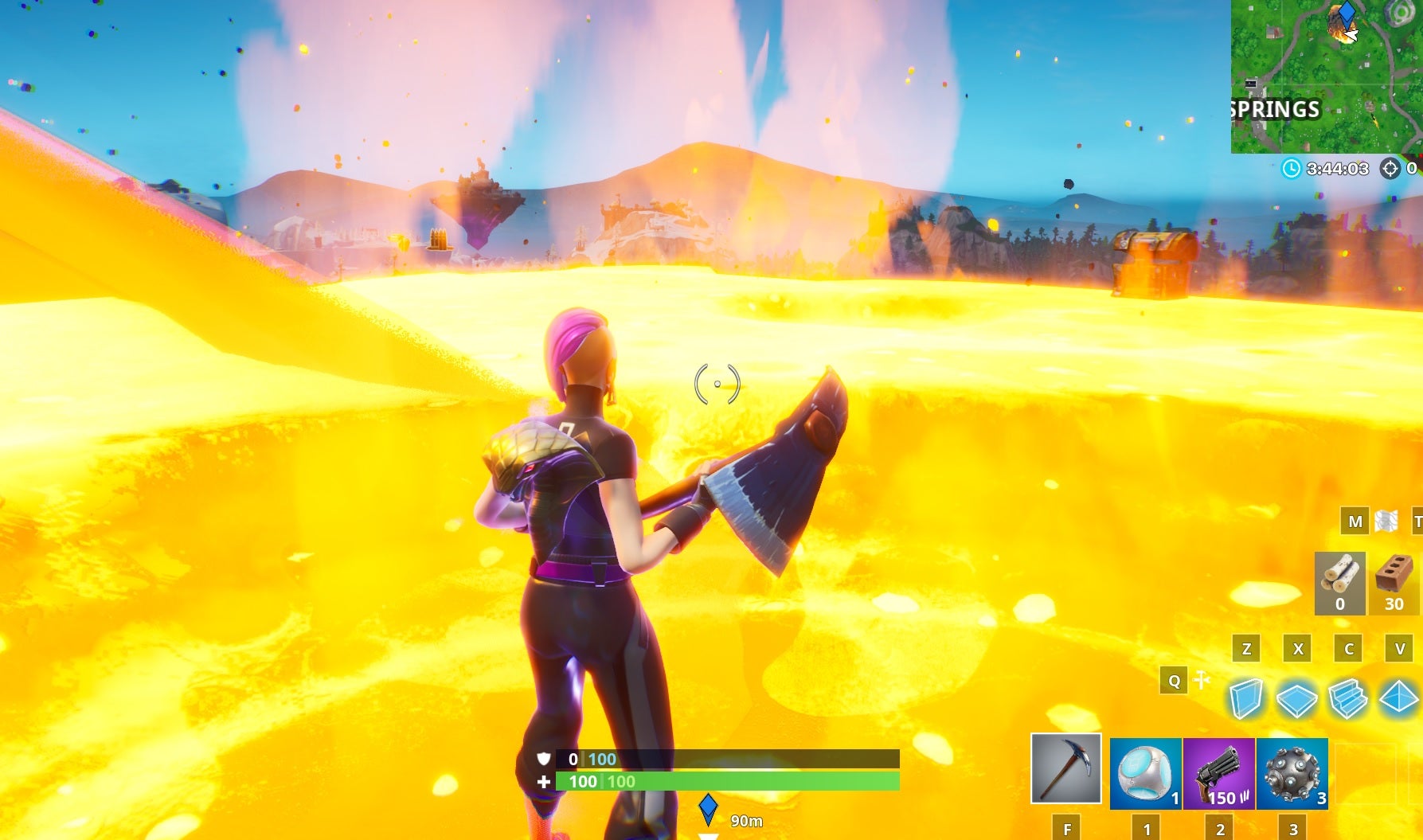 Image for Fortnite: Touch a giant glowing cube, enter the rift above Loot Lake and search a landing pod within a meteor