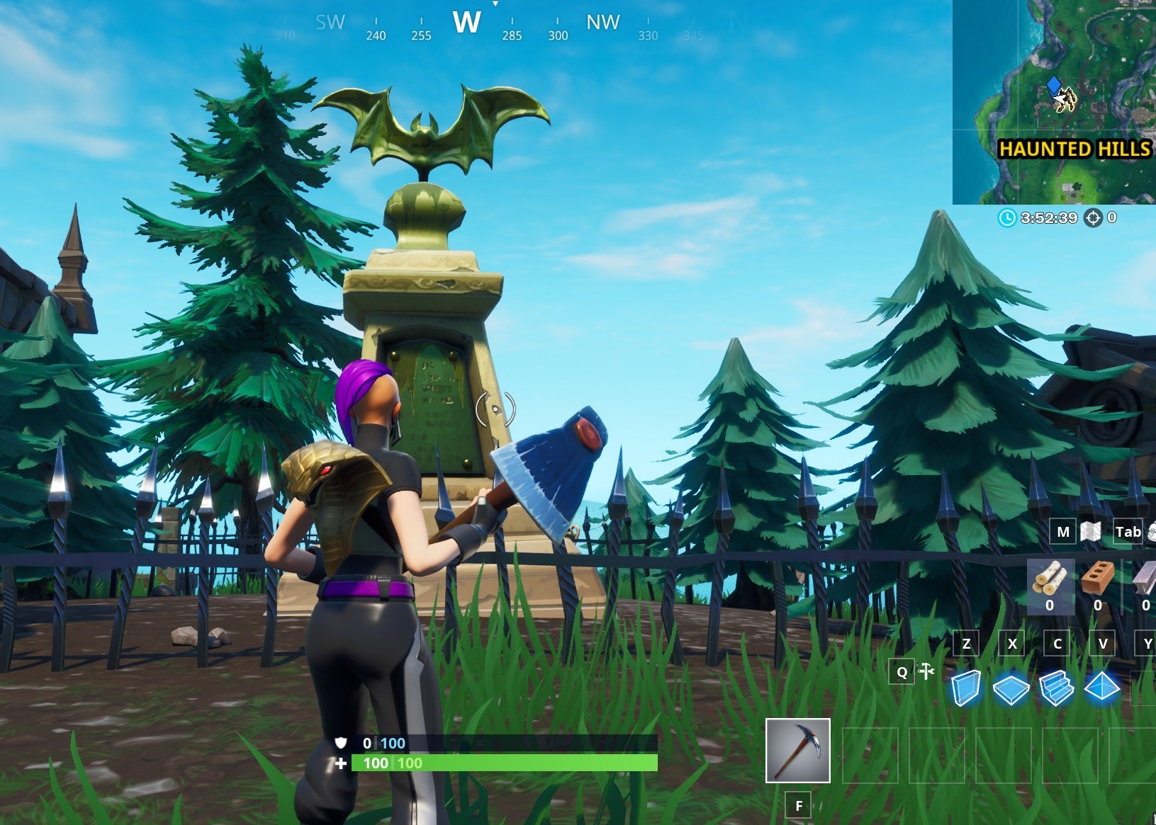 Image for Fortnite: dance in front of a bat statue, in a way-above ground pool and on a seat for giants