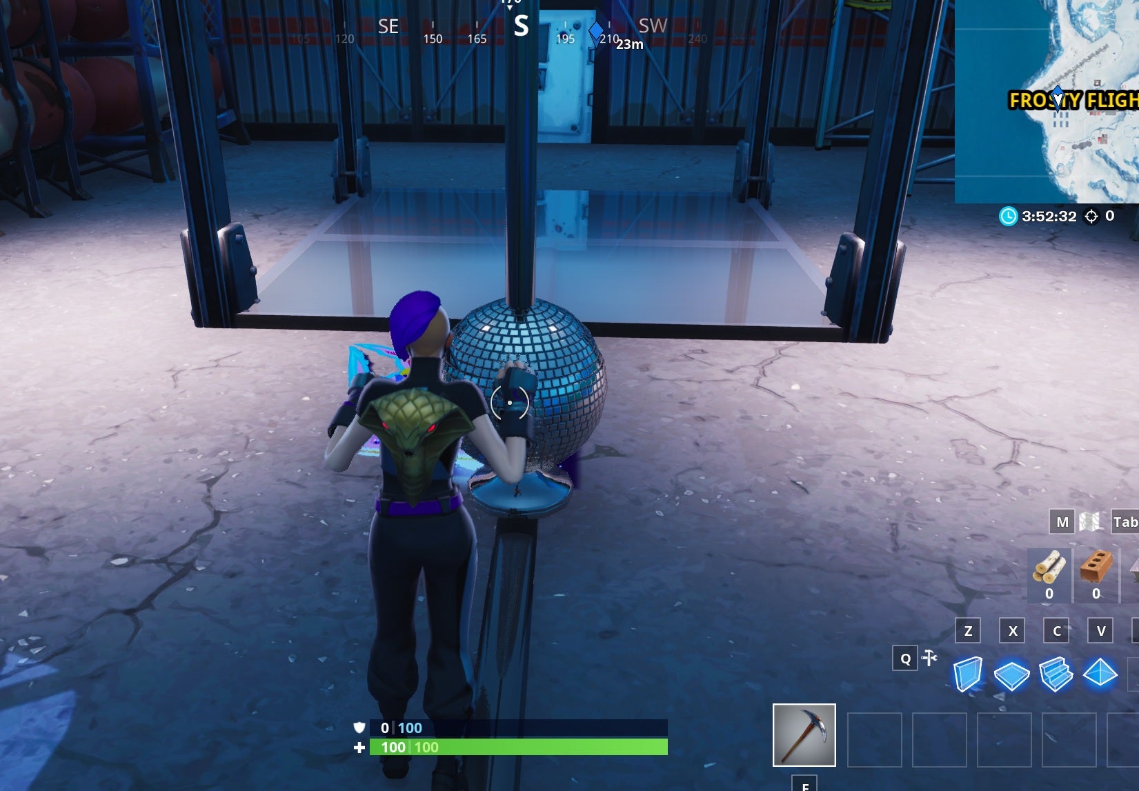 Image for Fortnite: dance with others to raise the disco ball in an icy airplane hangar