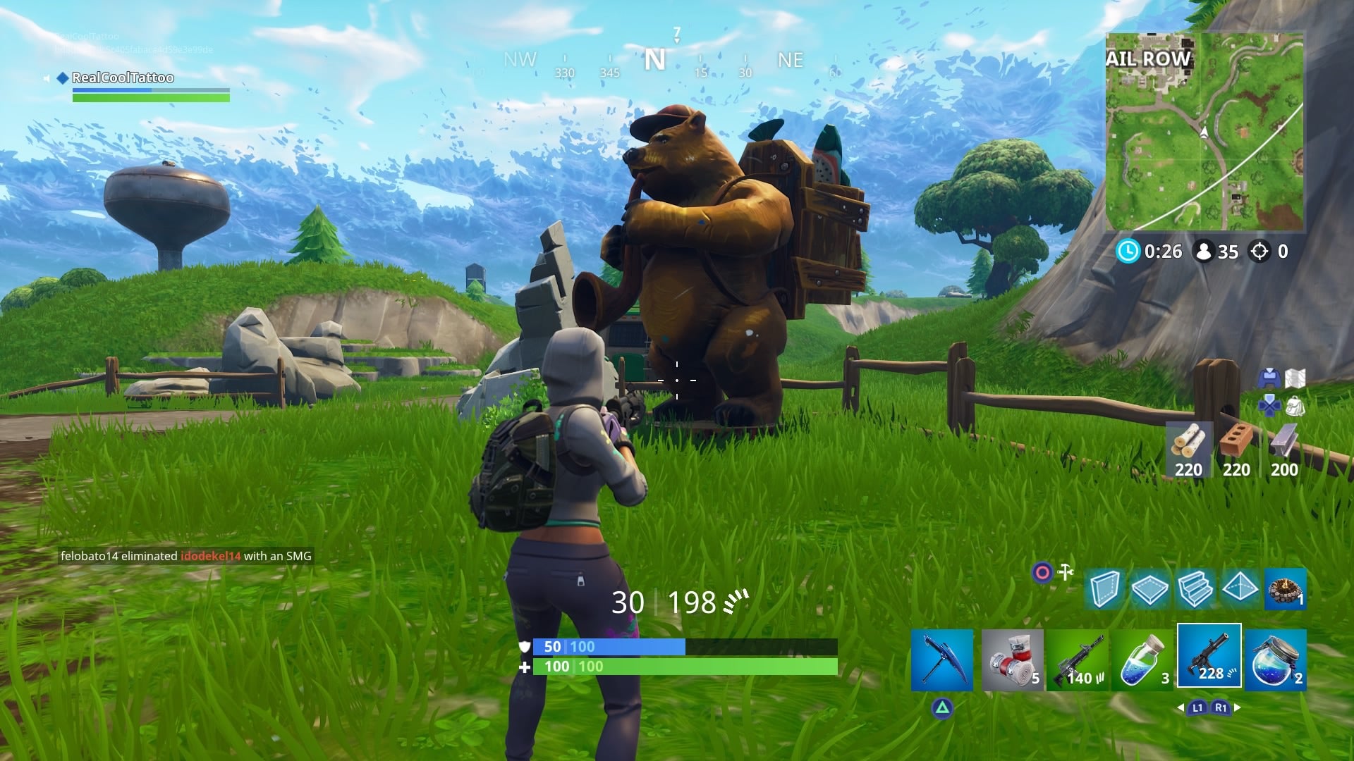 Fortnite search between a Bear, Crater and a Refrigerator Shipment where to find the hidden