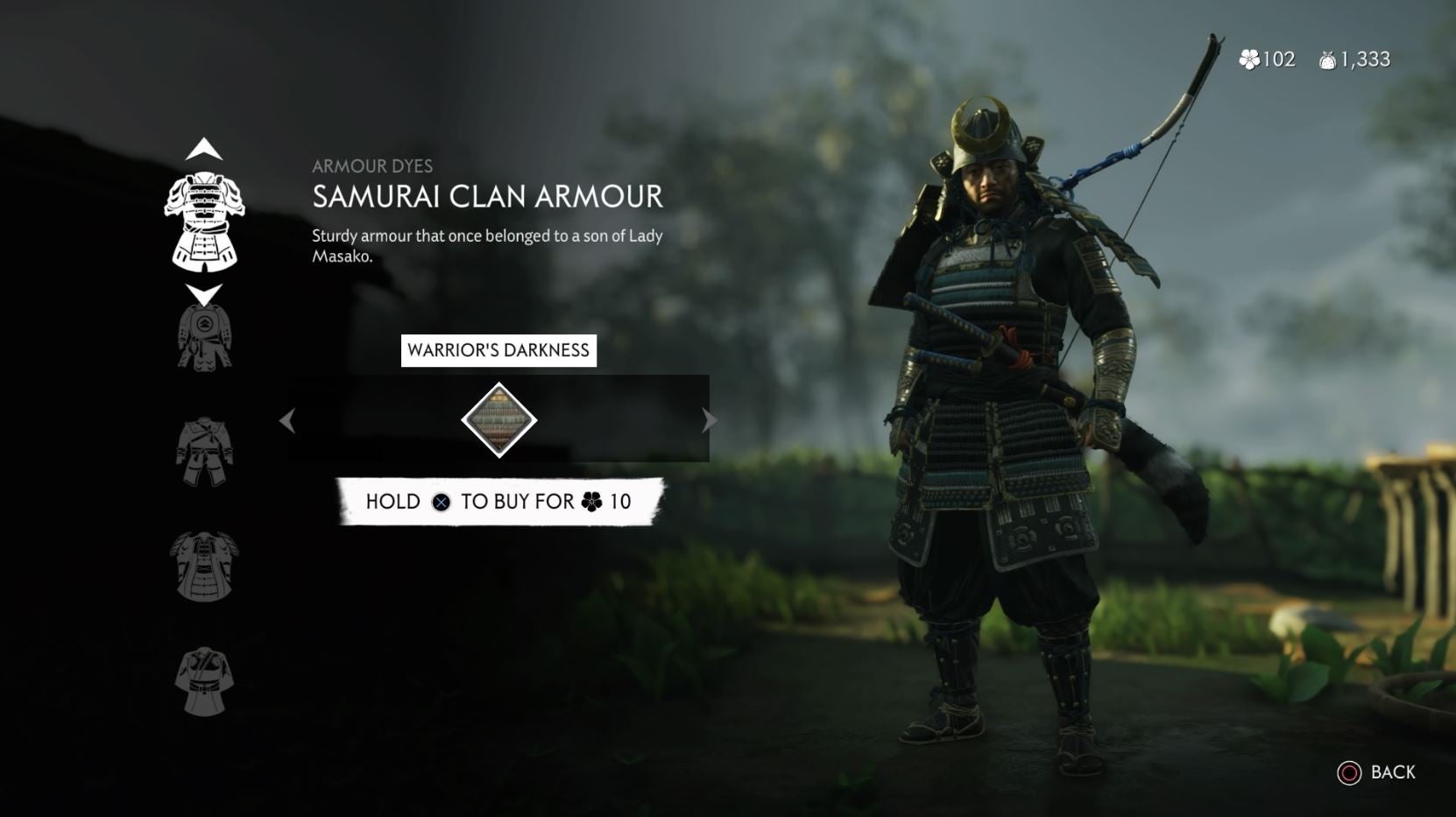 ghost of tsushima armour dyes samurai clan armour 2