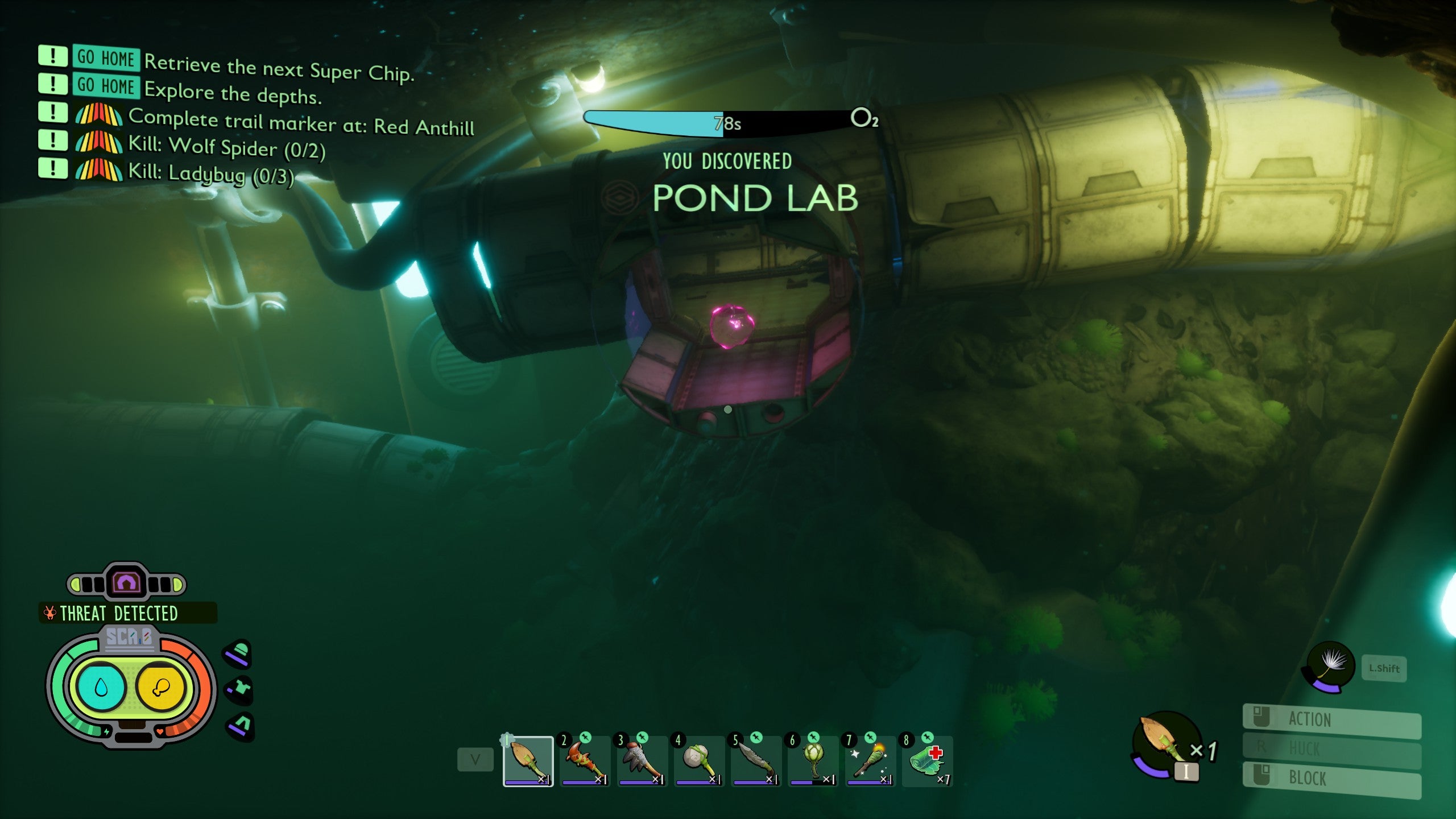 The entrance to the Pond Lab in Grounded