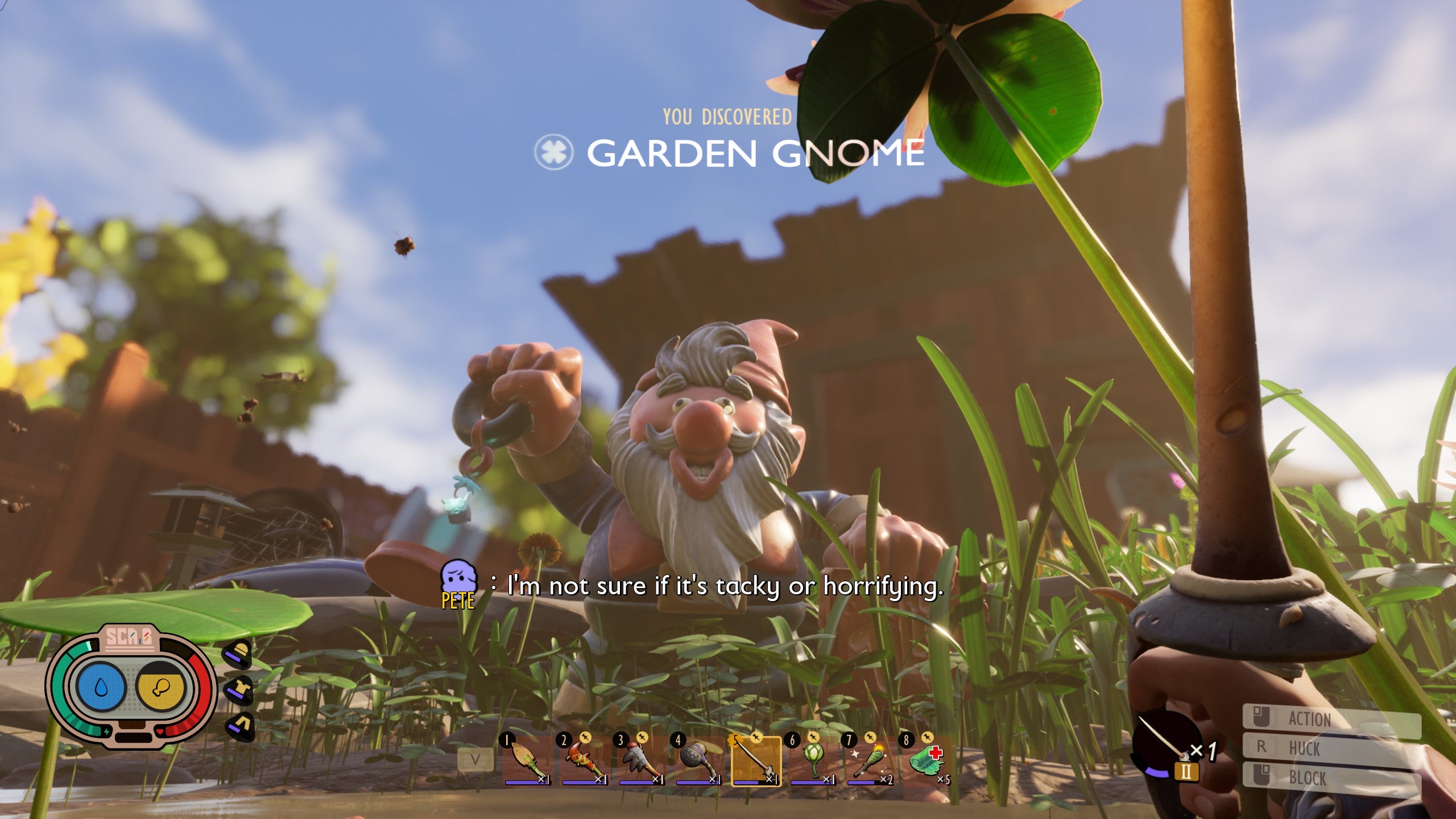 The tasteless and terrifying garden gnome in Grounded