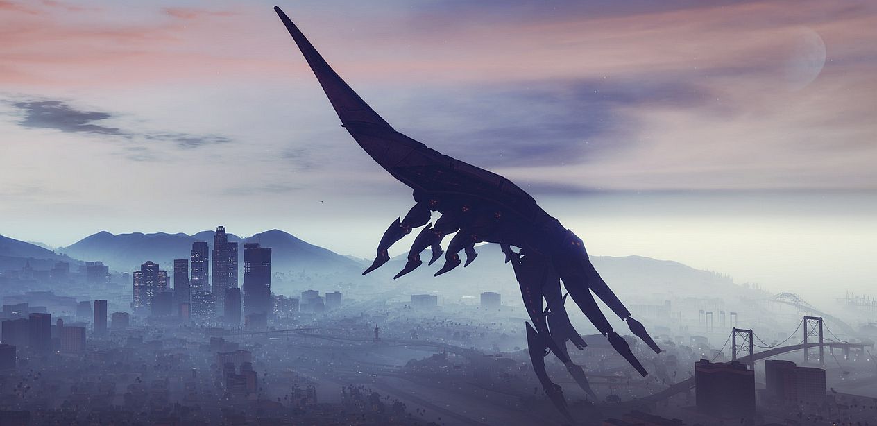 Image for GTA 5 mod replaces the blimp with Mass Effect 3's Reaper Ship