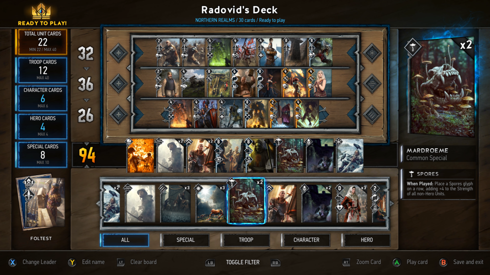 Image for Gwent avoids card pack RNG by letting you pick rare cards